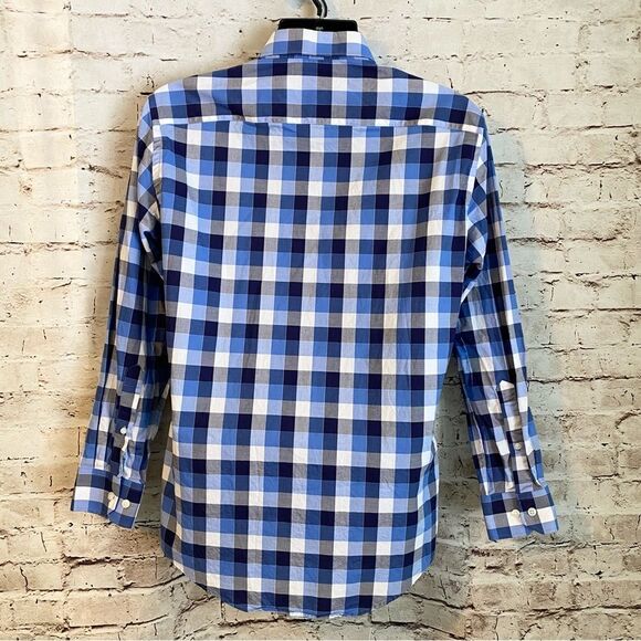 Buttoned Down Plaid Blue White Long Sleeve Button Down Supima Cotton Medium - Picture 5 of 6